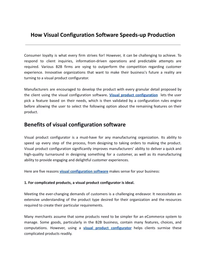 how visual configuration software speeds