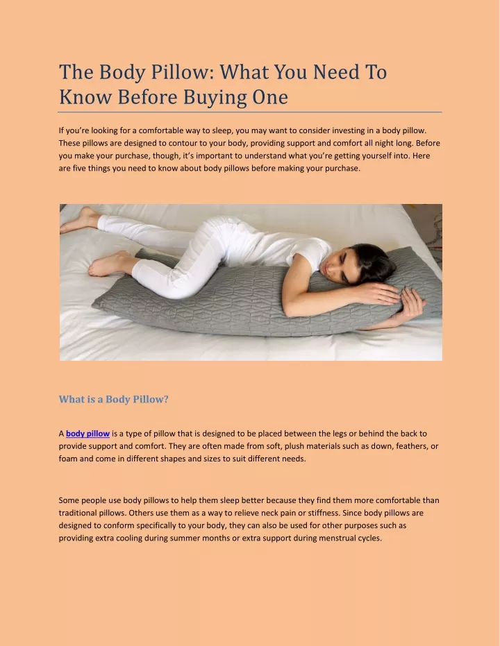 the body pillow what you need to know before