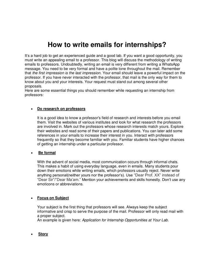 how to write emails for internships it s a hard