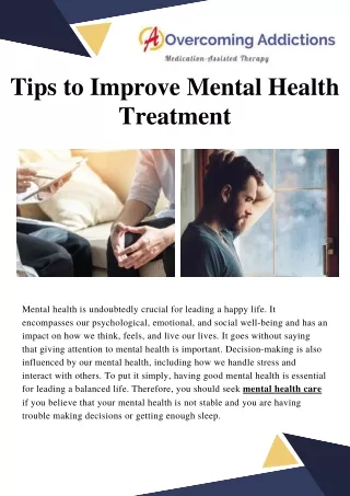 Tips to Improve Mental Health | Overcoming Addictions
