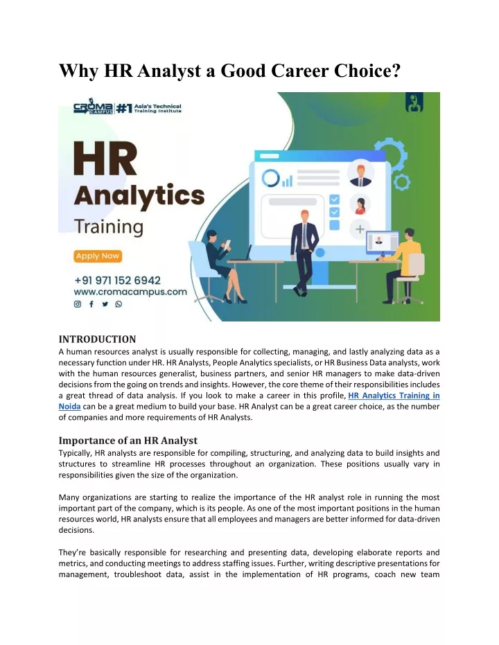 why hr analyst a good career choice