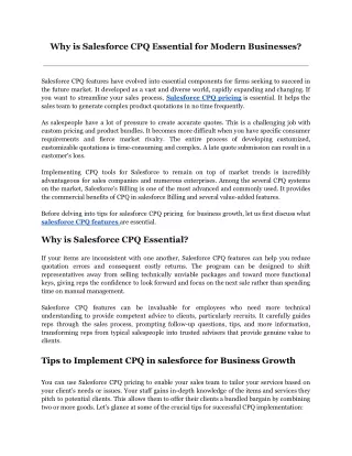 why is salesforce cpq essential for modern