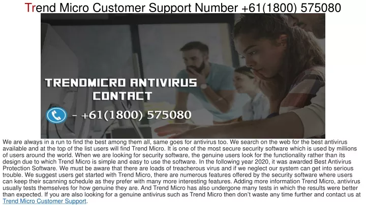 tr end micro customer support number 61 1800 575080