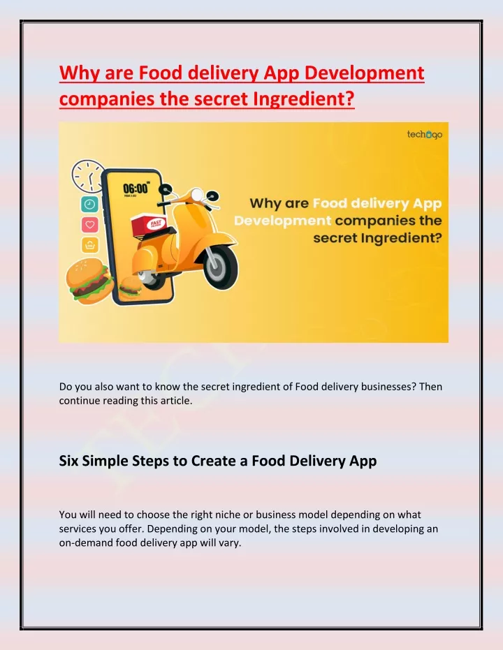 why are food delivery app development companies