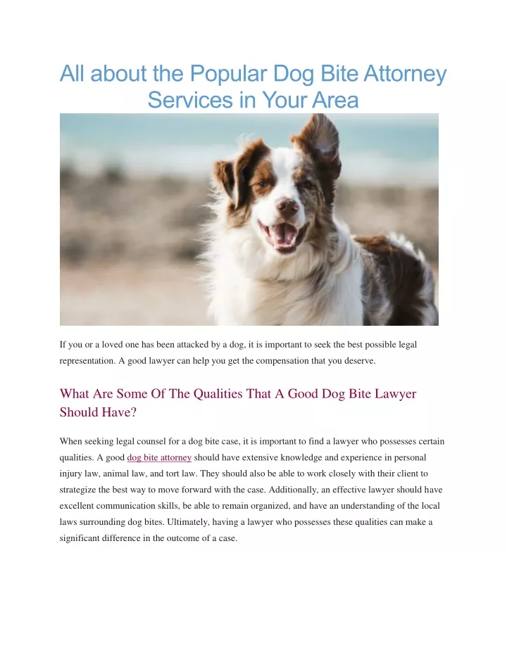 all about the popular dog bite attorney services