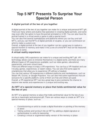 Top 5 NFT Presents To Surprise Your Special Person