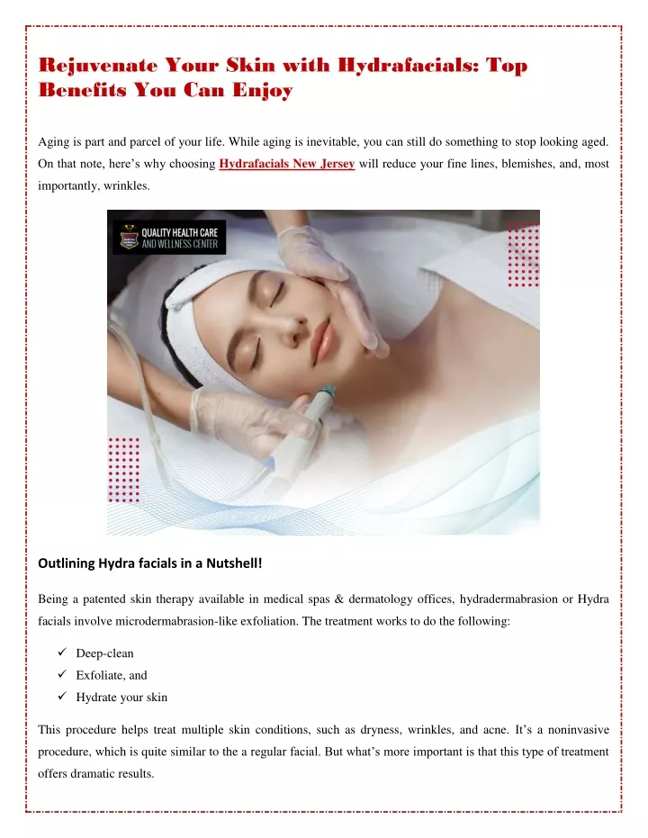 rejuvenate your skin with hydrafacials