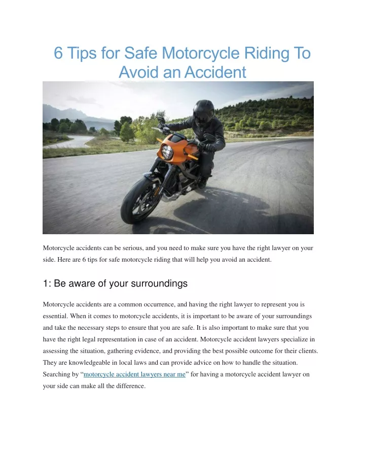 6 tips for safe motorcycle riding to avoid