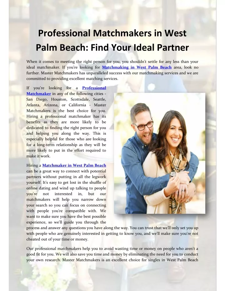 professional matchmakers in west palm beach find