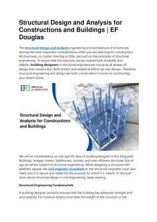 Structural Design and Analysis for Constructions and Buildings