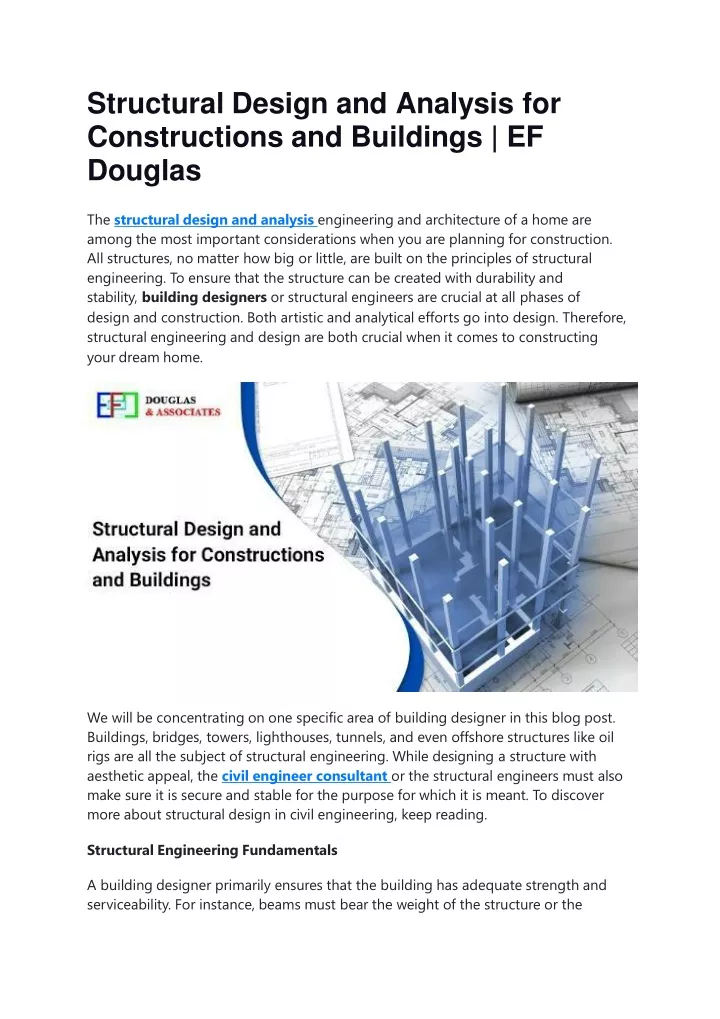 structural design and analysis for constructions and buildings ef douglas