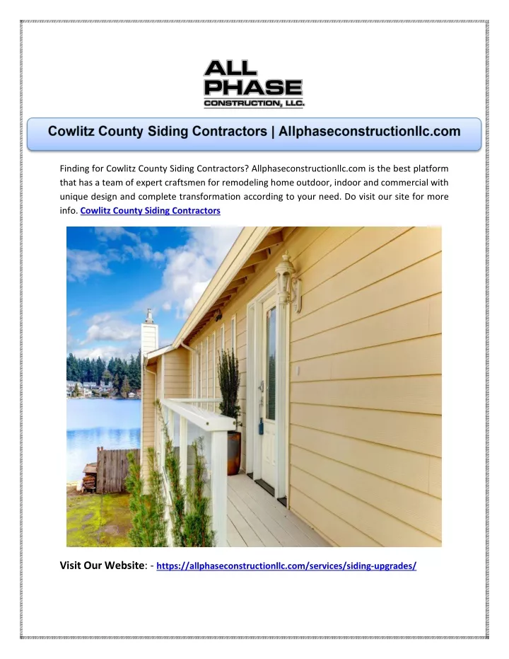 finding for cowlitz county siding contractors