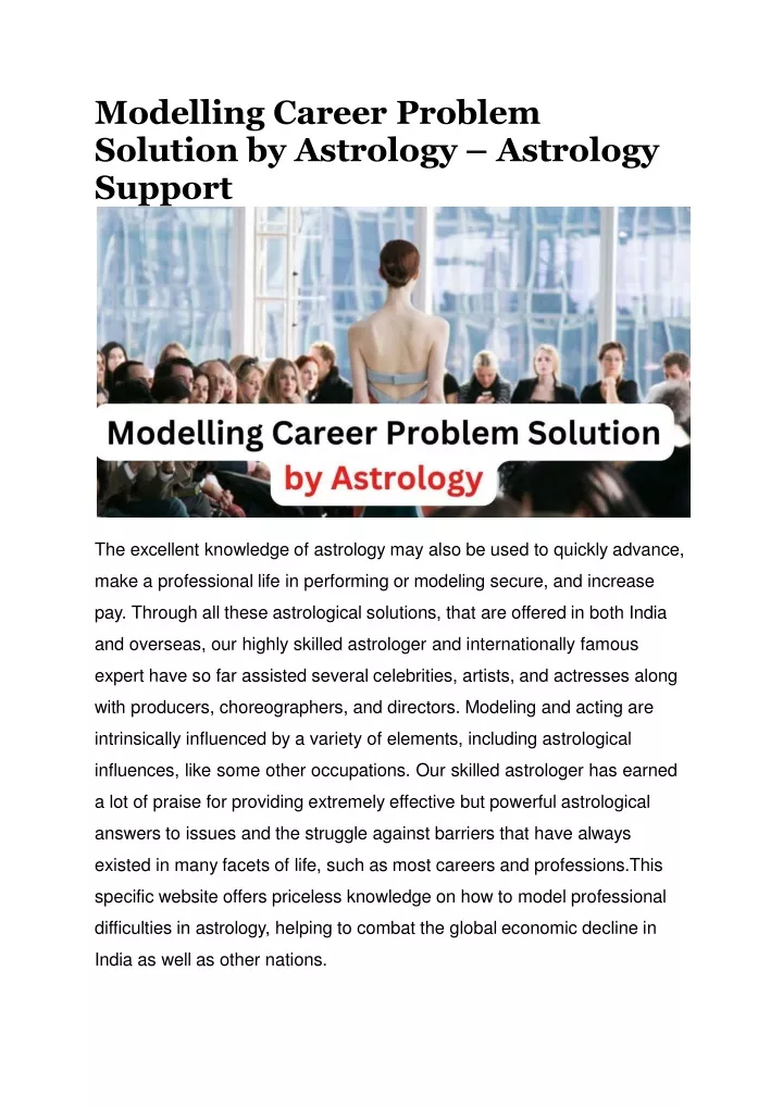 modelling career problem solution by astrology astrology support