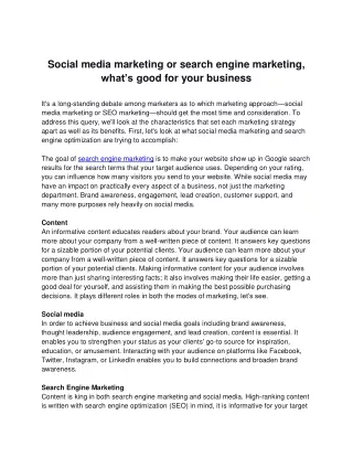 Social media marketing or search engine marketing, what’s good for your business