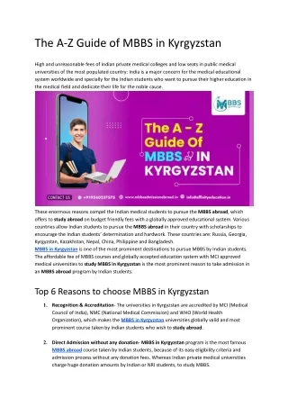 The A-Z Guide of MBBS in Kyrgyzstan