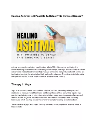 Healing Asthma_ Is It Possible To Defeat This Chronic Disease_