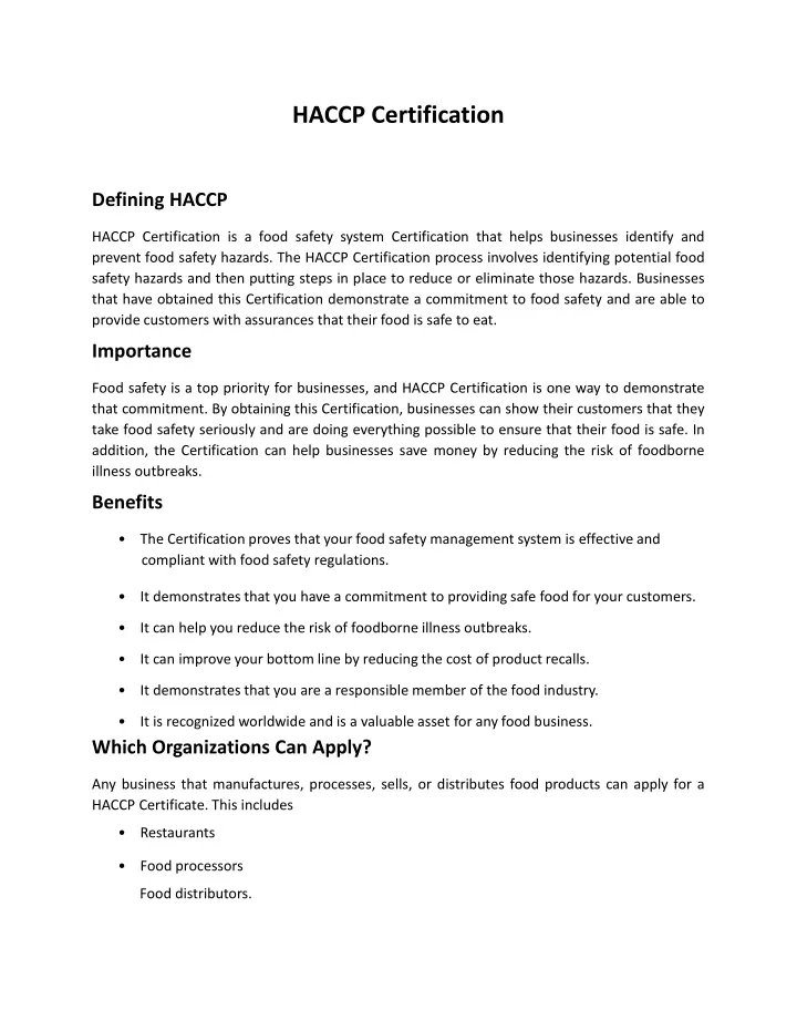 haccp certification