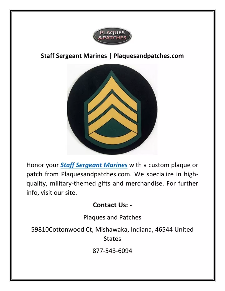 staff sergeant marines plaquesandpatches com