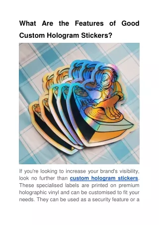 What Are the Features of Good Custom Hologram Stickers_