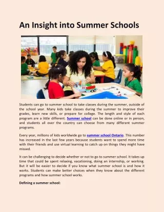An Insight Into Summer School