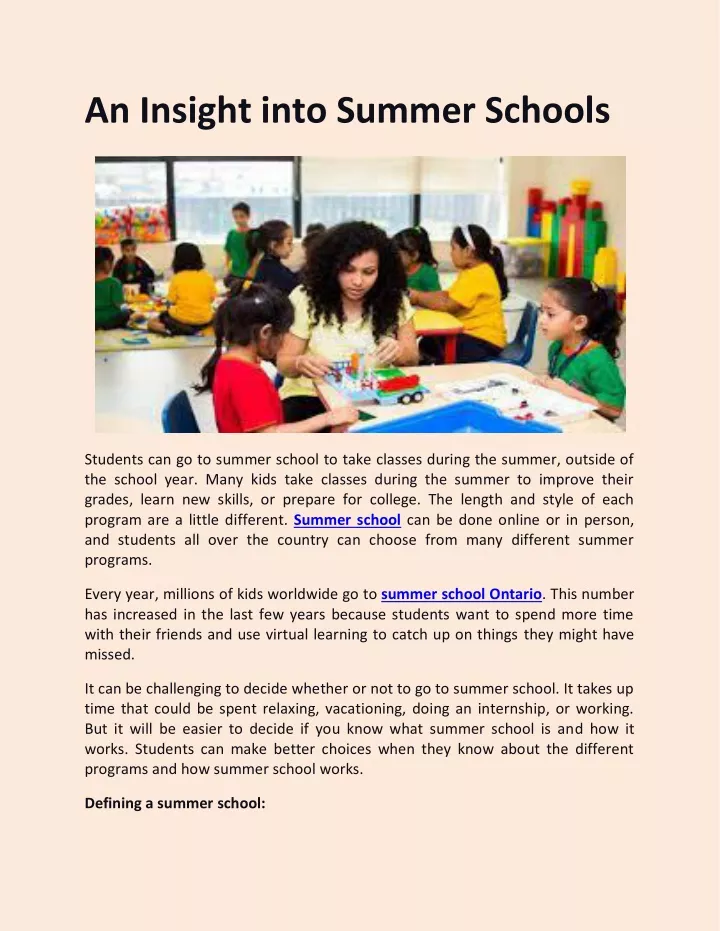 an insight into summer schools
