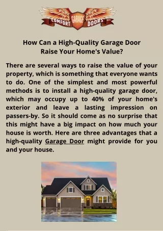 How Can a High-Quality Garage Door Raise Your Home's Value