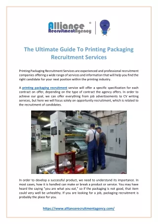 The Ultimate Guide to Printing Packaging Recruitment Services
