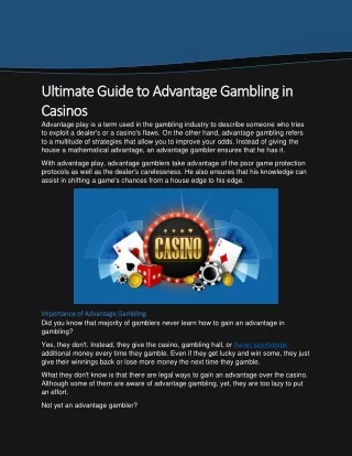 Ultimate Guide to Advantage Gambling in Casinos