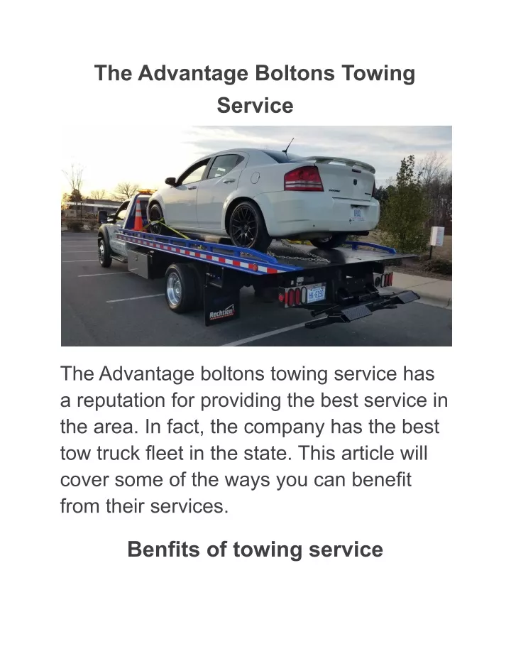 the advantage boltons towing service