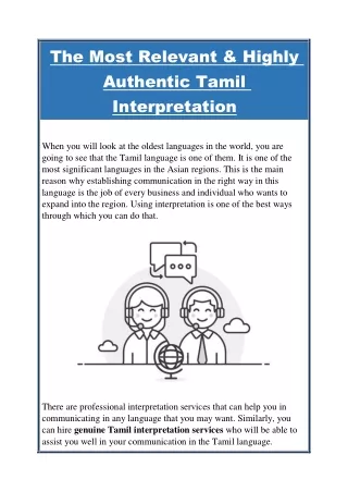 Most Reliable Tamil Interpretation Services