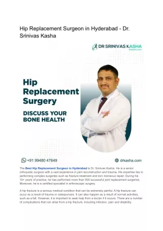 Hip Replacement Surgeon in Hyderabad - Dr