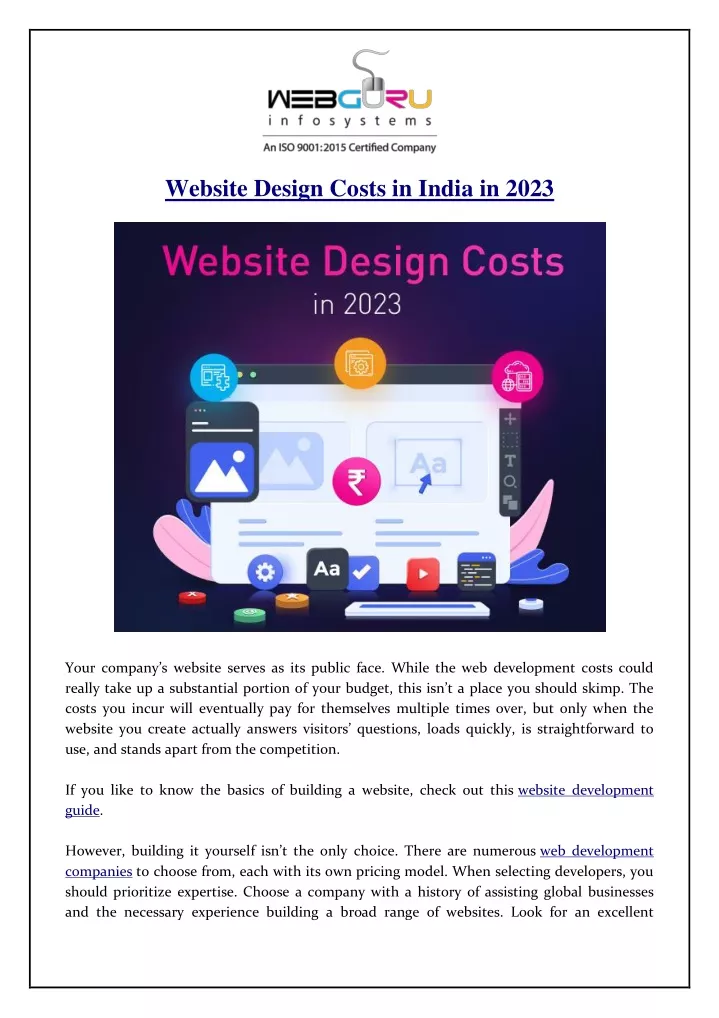 website design costs in india in 2023