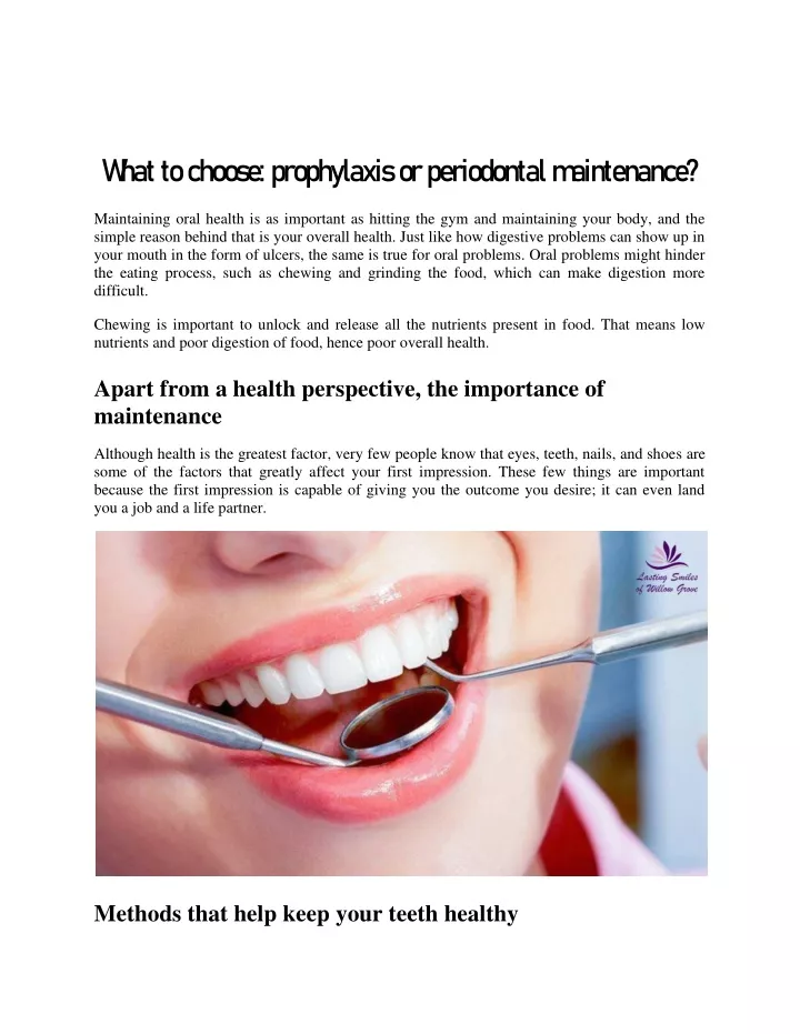 w hat to choose prophylaxis or periodontal