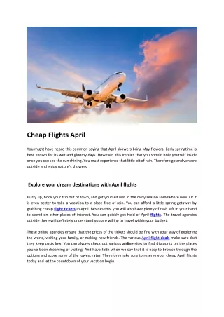Cheap Flights In April