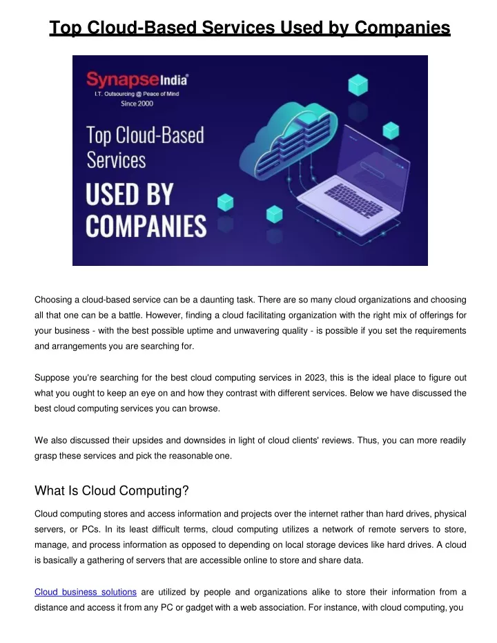 top cloud based services used by companies