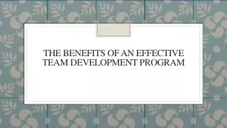 the benefits of an effective team development