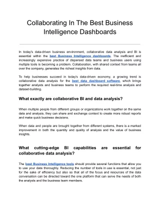collaborating in the best business intelligence