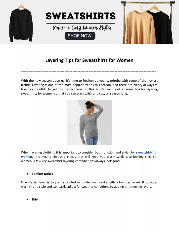 layering tips for sweatshirts for women