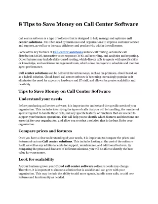 8 tips to save money on call center software