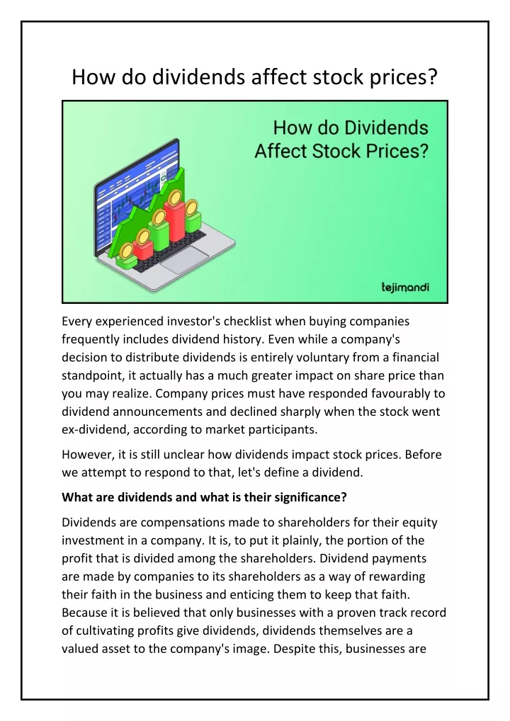 how do dividends affect stock prices