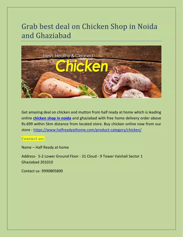 grab best deal on chicken shop in noida