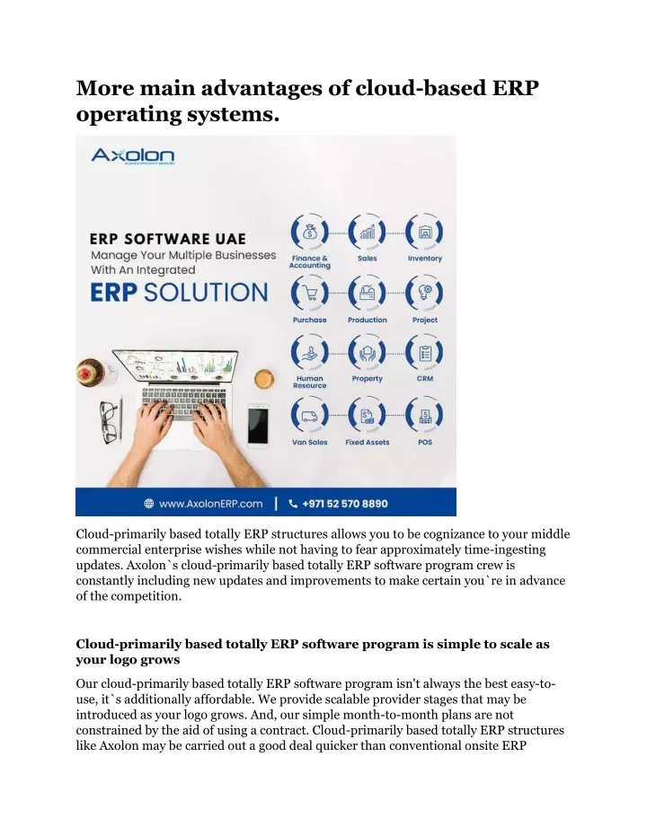 more main advantages of cloud based erp operating