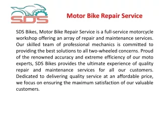 Motor Bike Repair Service| SDS BIKES