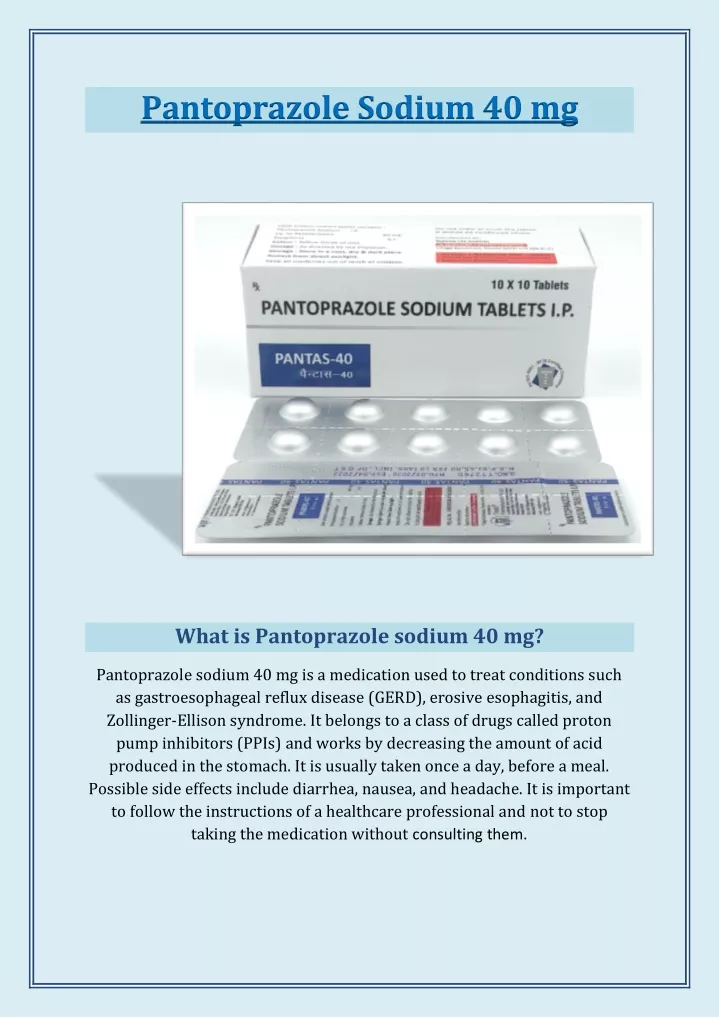 pantoprazole sodium 40 mg