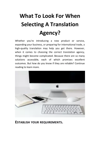 When Choosing a Translation Agency, What Should You Look for?