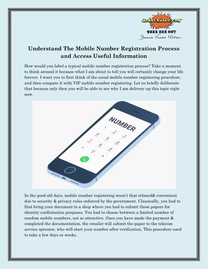 understand the mobile number registration process