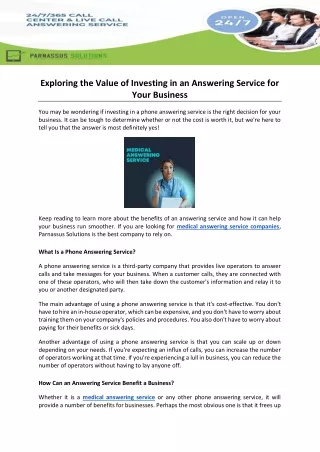 Exploring the Value of Investing in an Answering Service for Your Business