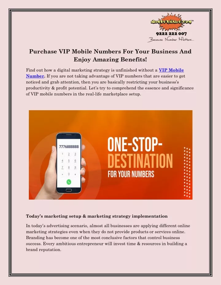 purchase vip mobile numbers for your business