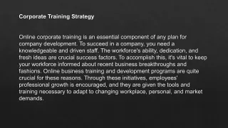 Corporate Training Strategy