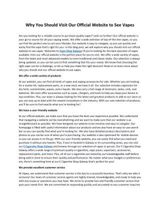 Why You Should Visit Our Official Website to See Vapes
